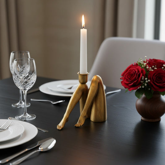 Diana Retro Art Kick Leg Gold Candle Holder