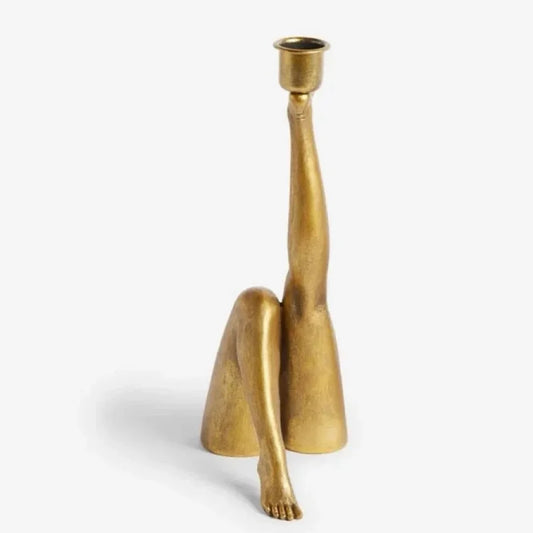 Diana Retro Art Kick Leg Gold Candle Holder