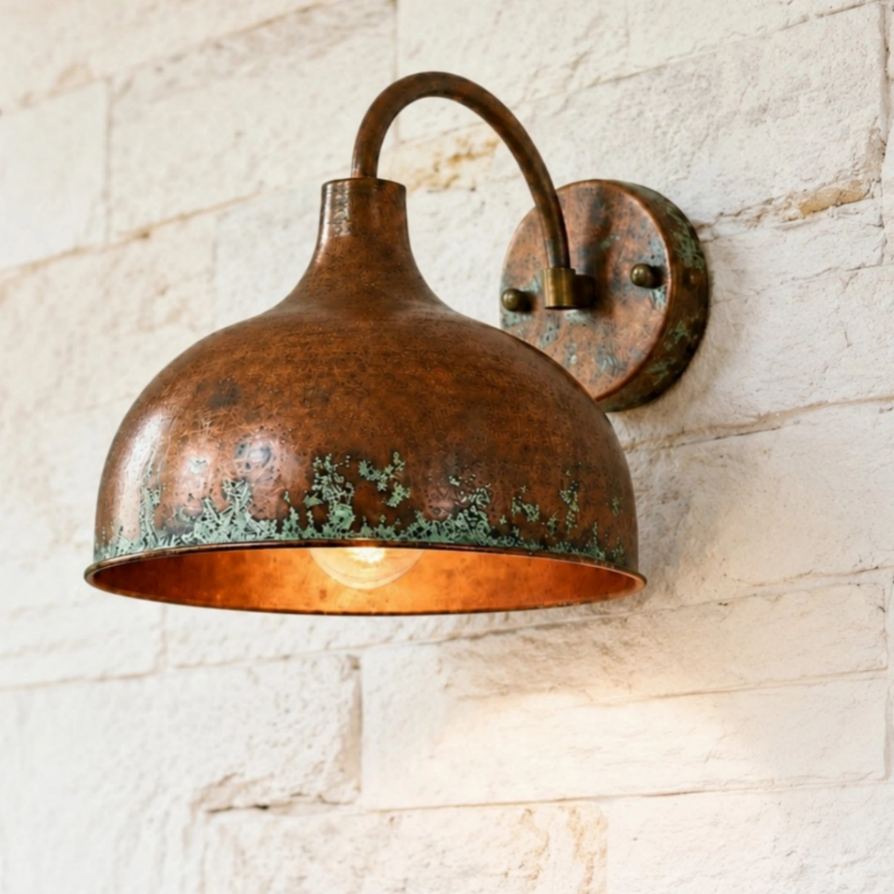 Dorka Rustic Industrial Copper Outdoor Wall Sconce | Lucialiving