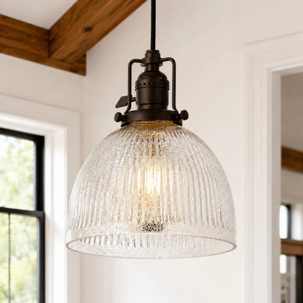 Edda Vintage Dome Ribbed Glass Pendant Light | LuciaLiving – Lucia