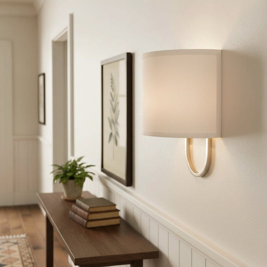 Edena Modern Fabric Shade Metal Wall Sconce