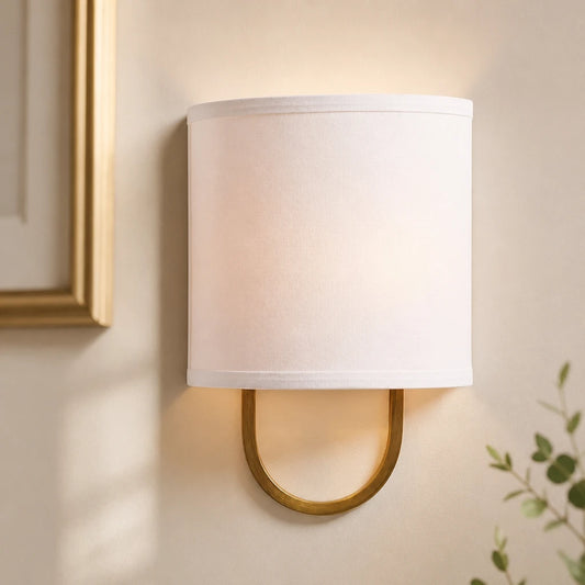Edena Modern Fabric Shade Metal Wall Sconce