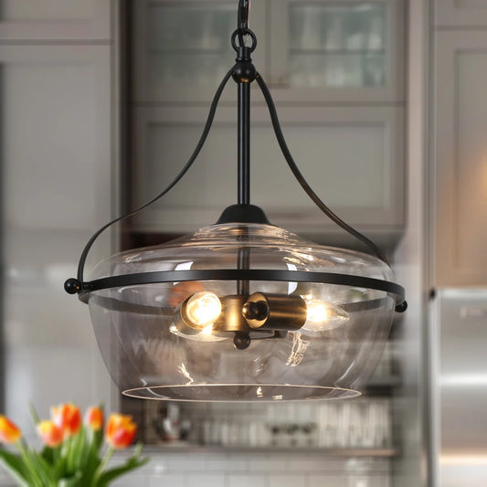 Eira Mid-Century Modern 3-Light Bowl Glass Pendant Light