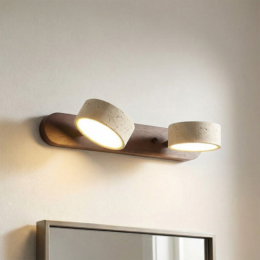 Elias Rustic Adjustable Travertine Wood Wall Sconce