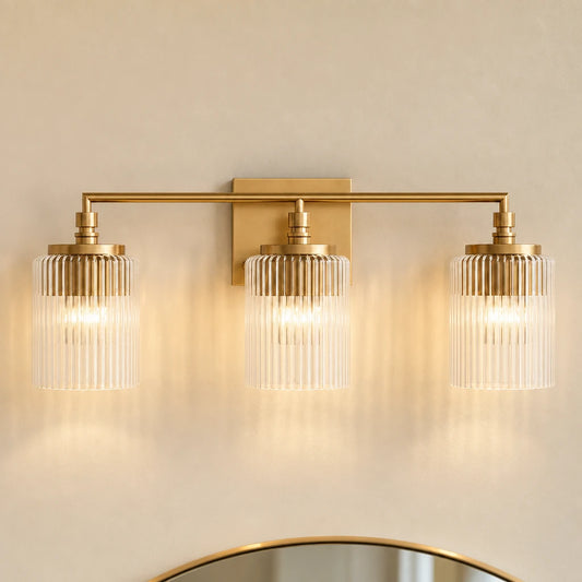 Eliot Modern 3-Light Ribbed Glass Cylinder Vanity Light