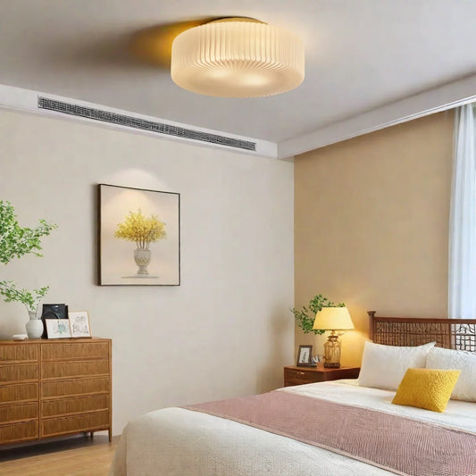 Elowen Modern Opaline Ribbed Glass Ceiling Lamp