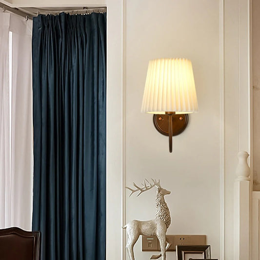 Theodore Retro Pleated Fabric Iron Wall Sconce