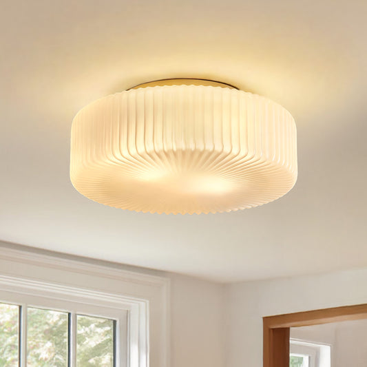 Elowen Modern Opaline Ribbed Glass Ceiling Lamp