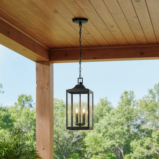 Eric Industrial Glass Lantern Outdoor Pendant Light