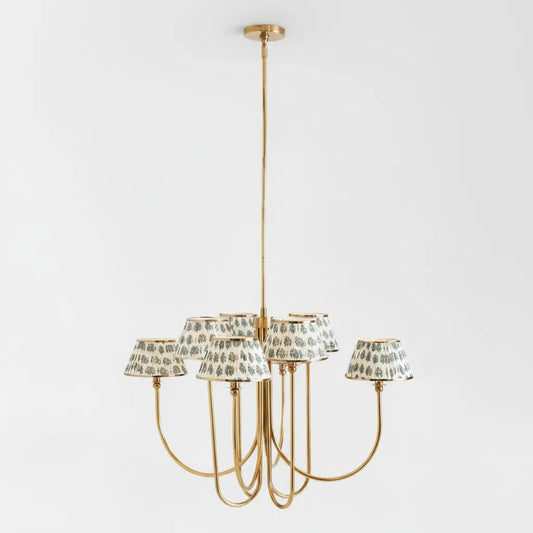Esme Modern Luxury Pleated Printed Brass Chandelier