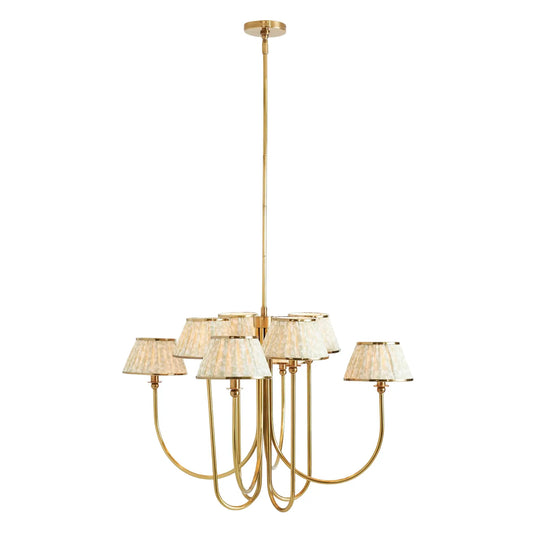 Esme Modern Luxury Pleated Printed Brass Chandelier