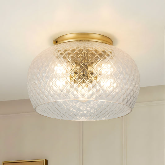 Evander Vintage Brass Cut Glass Ceiling Light