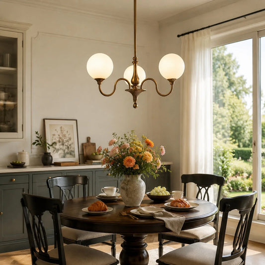 Evelyne Vintage Ribbed Glass Globe Chandelier