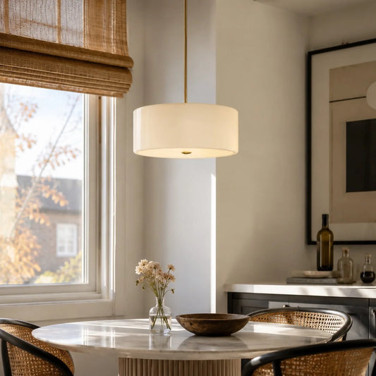 Evron Modern Drum Semi Flush Mount Pendant Light