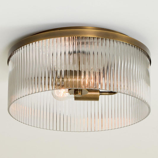 Vesper Farmhouse Round Ribbed Glass Flush Mount Ceiling Light