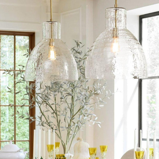 Ondine Farmhouse Hammered Glass Pendant Light