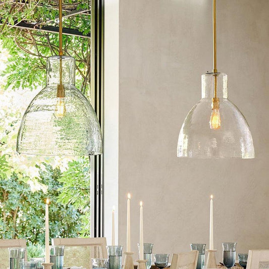 Ondine Farmhouse Hammered Glass Pendant Light