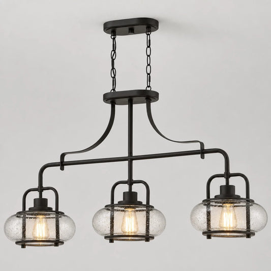 Ffinlo Industrial 3-Light Seeded Glass Chandelier