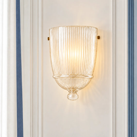 Finnian Ribbed Glass Cup Wall Sconce