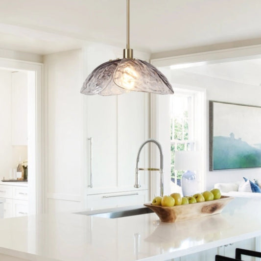 Flora Modern Hammered Petals Glass Pendant Light