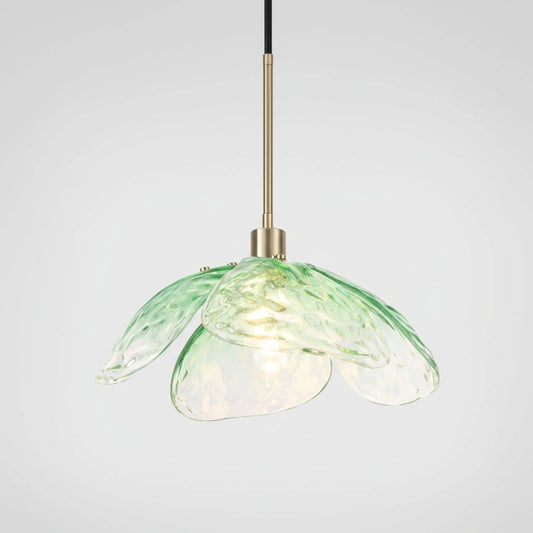 Flora Moderne Pendelleuchte aus gehämmertem Glas mit Blütenblättern