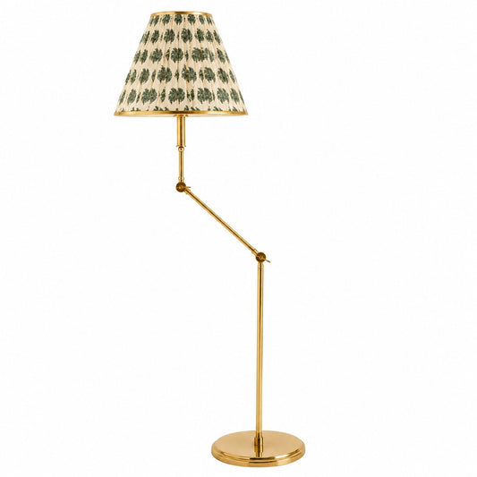 Ursula Retro Articulating Printed Shade Brass Floor Light