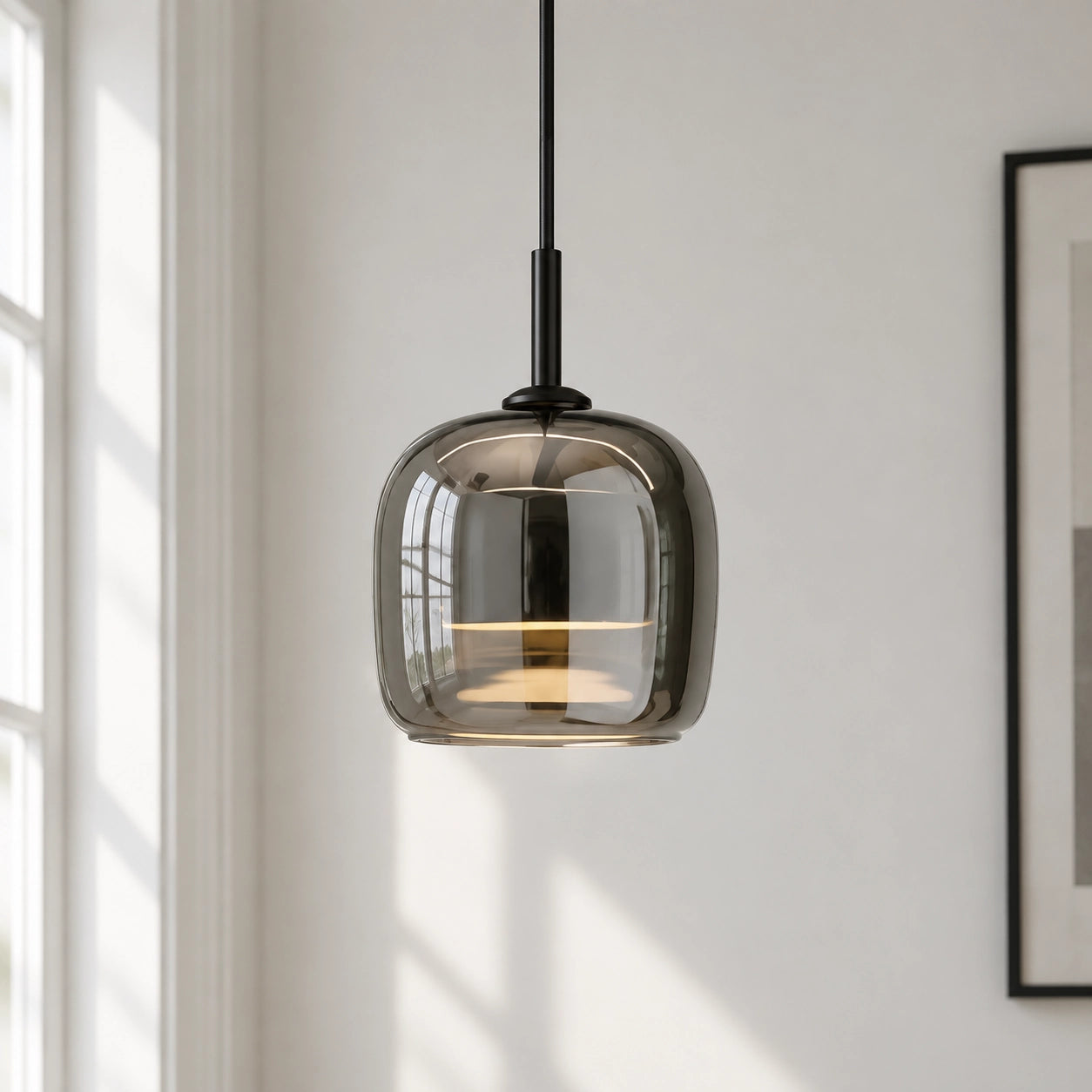 Freja Moderne Pendelleuchte aus Rauchglas
