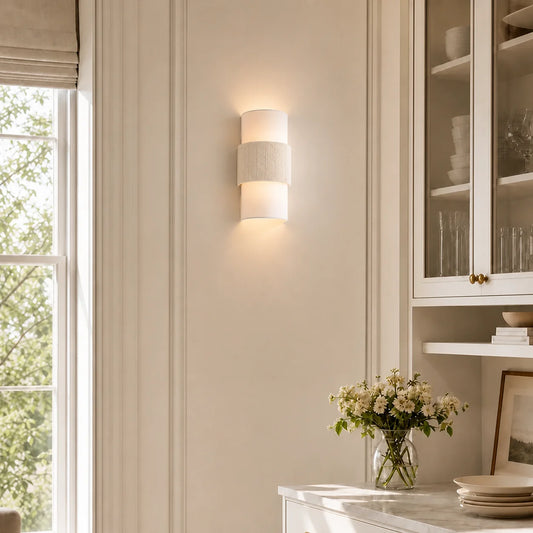 Applique murale cylindrique Freya Nordic Minimalist en lin