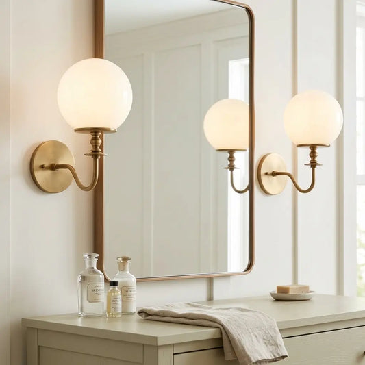 Gethi Vintage Minimalist Glass Globe Wall Sconce