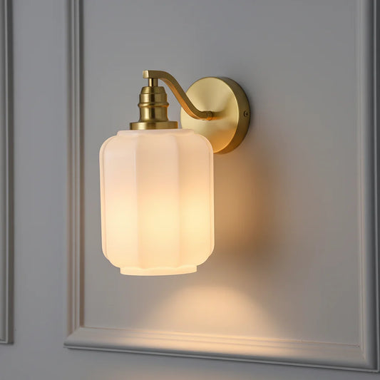 Glauce Modern Lantern Glass Brass Wall Sconce