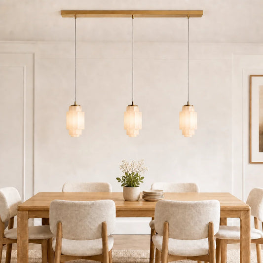 Gloria Modern 3-Light Tiered Glass Linear Pendant Light