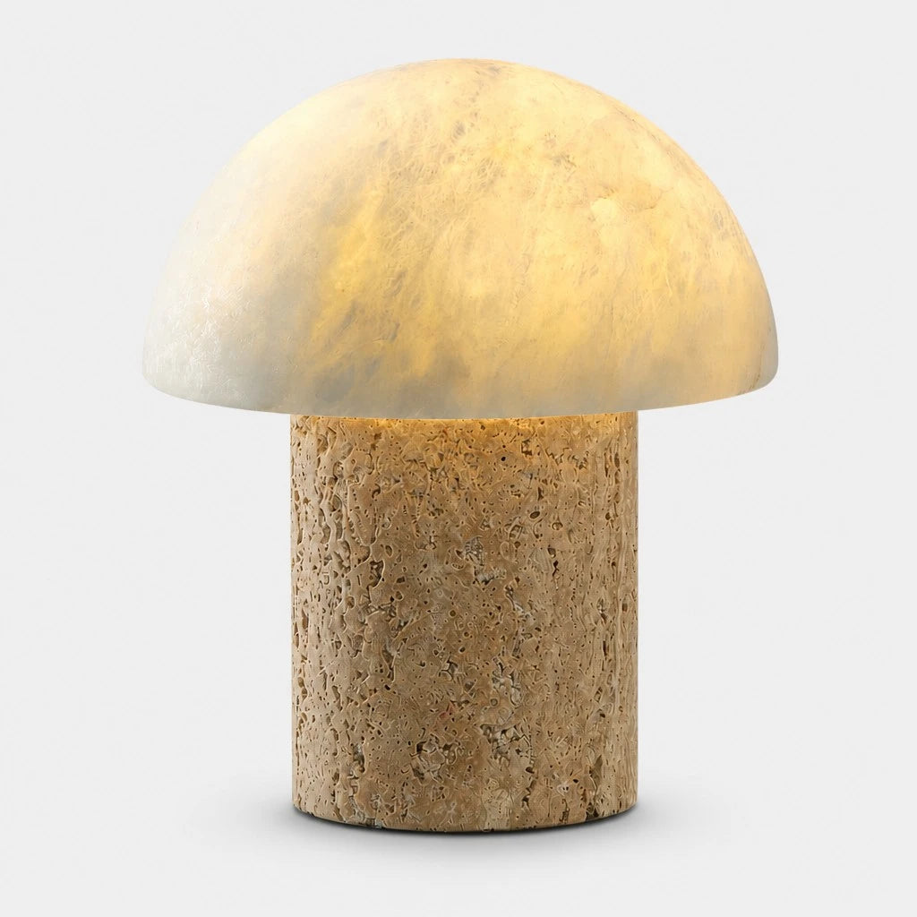 Glynnis Wabi-Sabi Travertine Mushroom Table Light | LuciaLiving