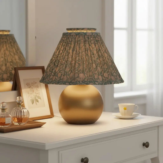 Gwen Vintage Country Pleated Floral Linen Table Lamp