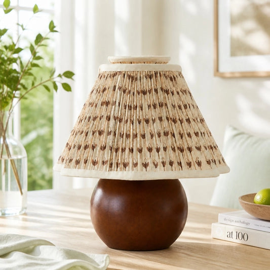 Gwen Vintage Country Pleated Floral Linen Table Lamp