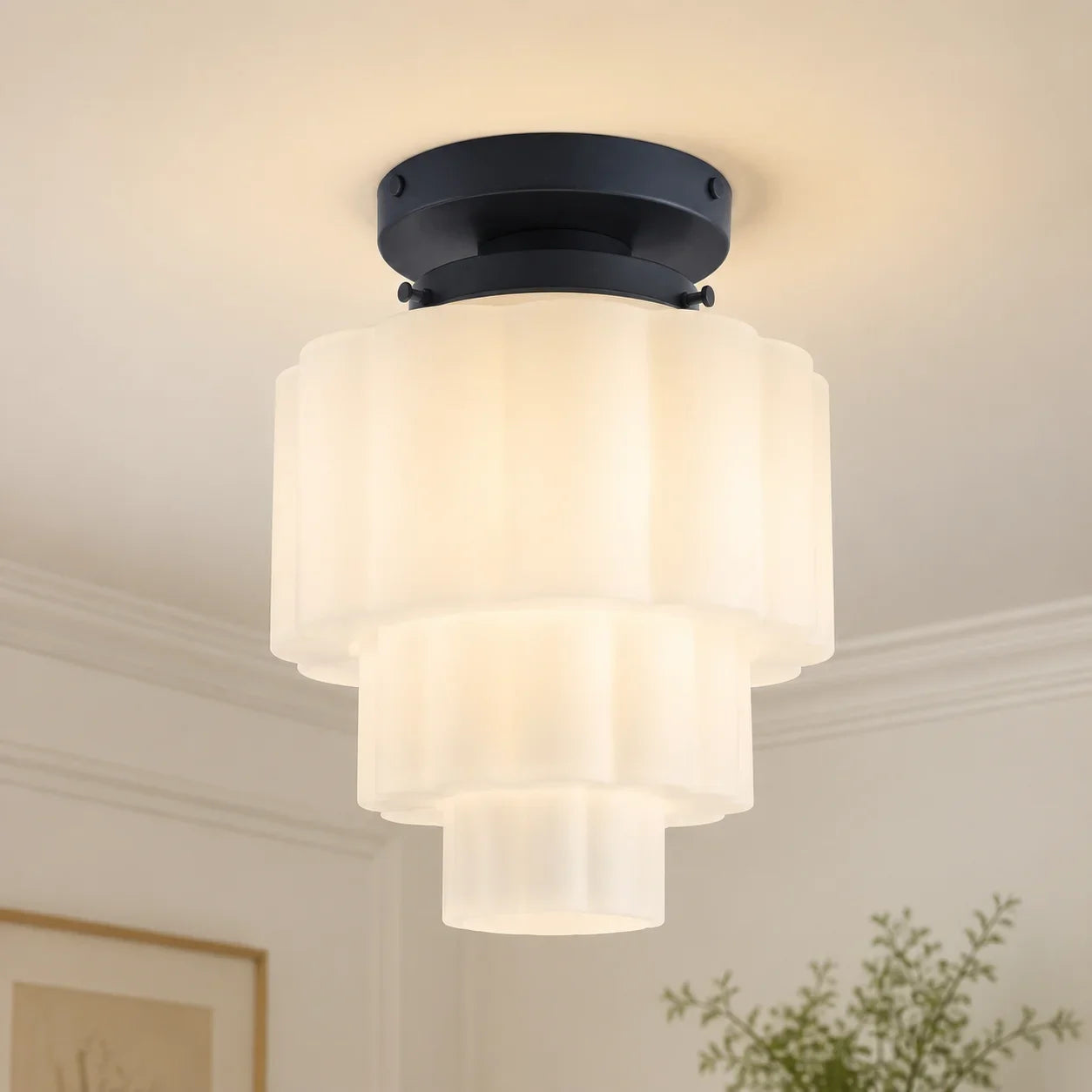 Harlow Modern Tiered Milk Glass Ceiling Light｜Luica Living