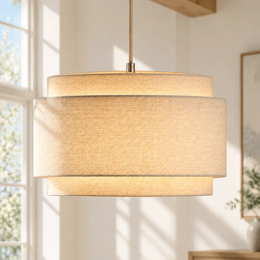 Hayden Modern Linen Drum Pendant Light