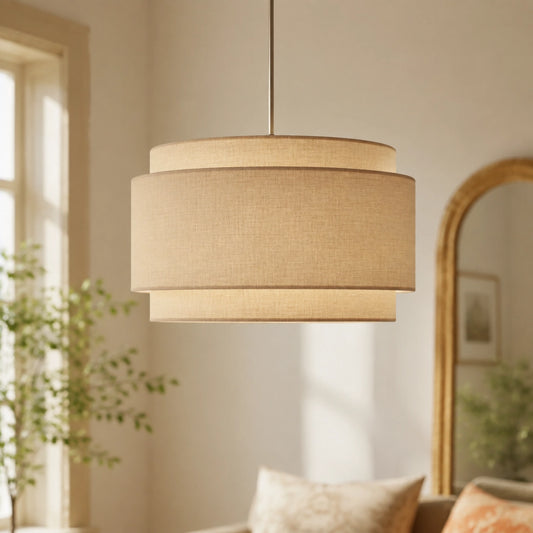 Hayden Modern Linen Drum Pendant Light