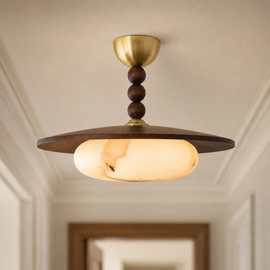 Hudson Vintage Alabaster Semi-Flush Mount Ceiling Light