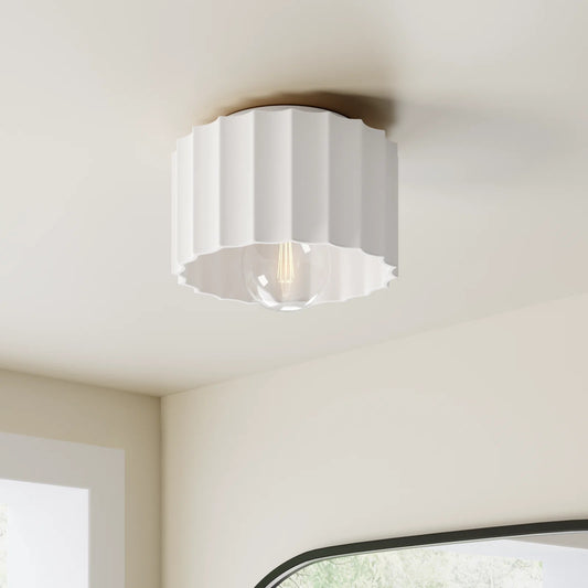 Idris Modern Ceramic Fluted Flush Mount Ceiling Light