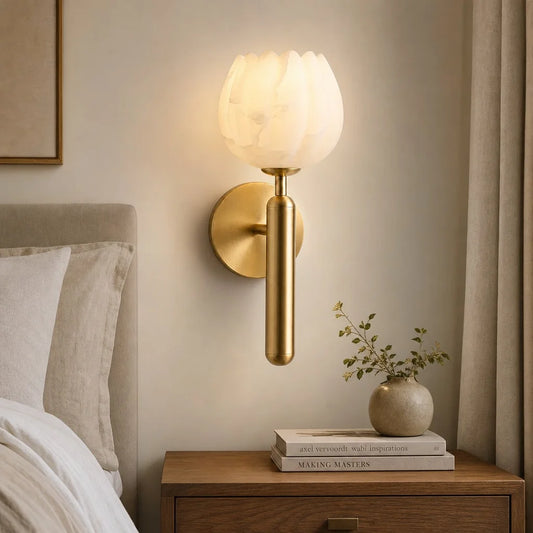 Ingrid Nordic Alabaster Floral Indoor Wall Sconce