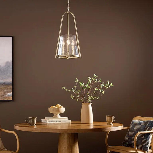 Ismena Industrial Flared Hammered Glass Pendant Light