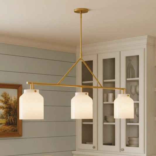Jane Modern Milk Glass 3-Light Dome Chandelier