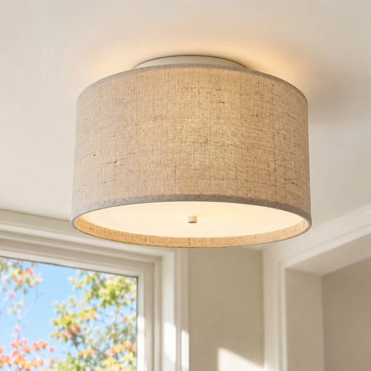 Jovian Modern Fabric Drum Ceiling Light