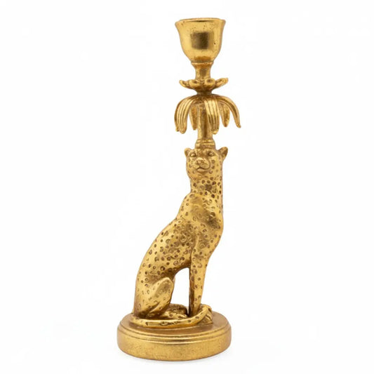 Jovyn Vintage Luxury Gold Cheetah Candle Holder