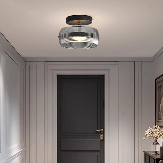 Jude Modern Ribbed Glass Dome Ceiling Light