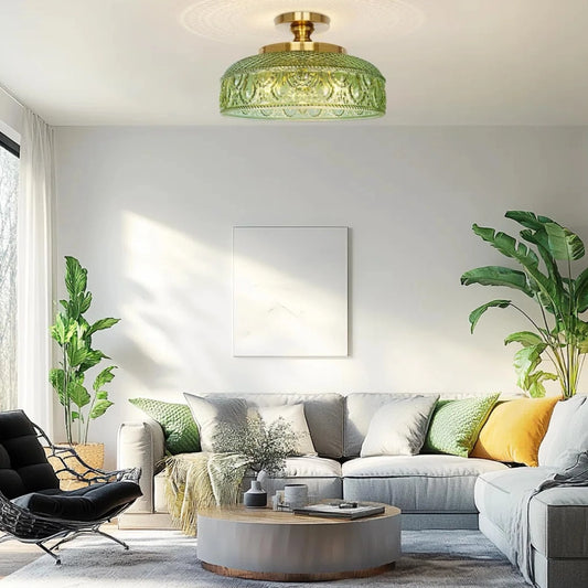 Jules Modern Textured Glass Disc Ceiling Light