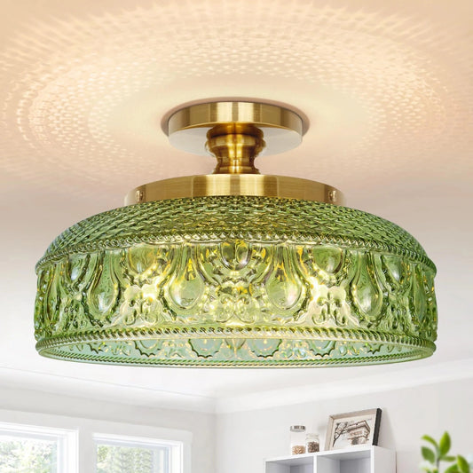Jules Modern Textured Glass Disc Ceiling Light