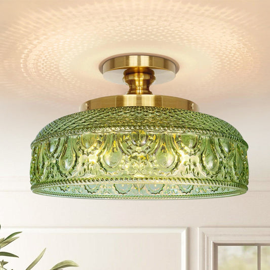 Jules Modern Textured Glass Disc Ceiling Light