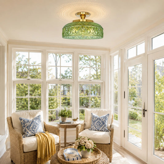 Jules Modern Textured Glass Disc Ceiling Light