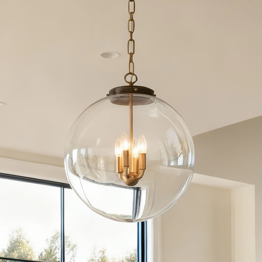 Juna Industrial Clear Glass Globe Pendant Light